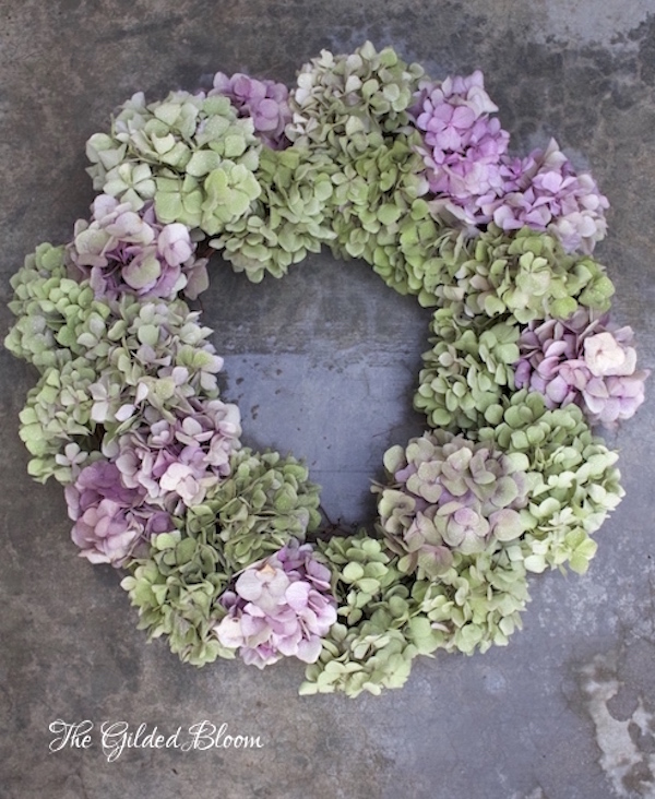 How to Make a Hydrangea Wreath- www.gildedbloom.com