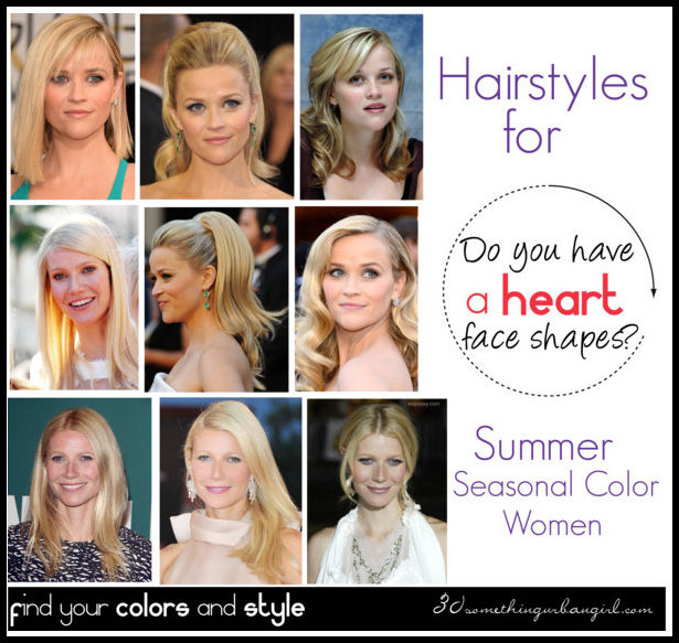 The best hairstyles for Summer seasonal color women with heart face shape 
