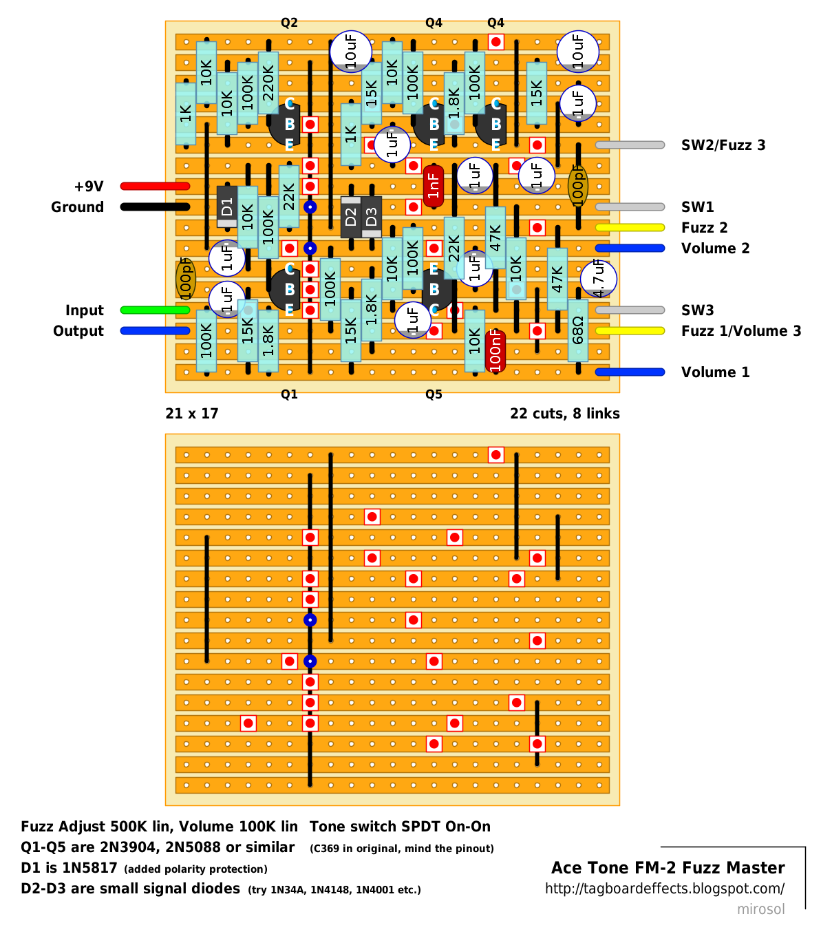 Guitar FX Layouts: Ace Tone FM-2 Fuzz Master