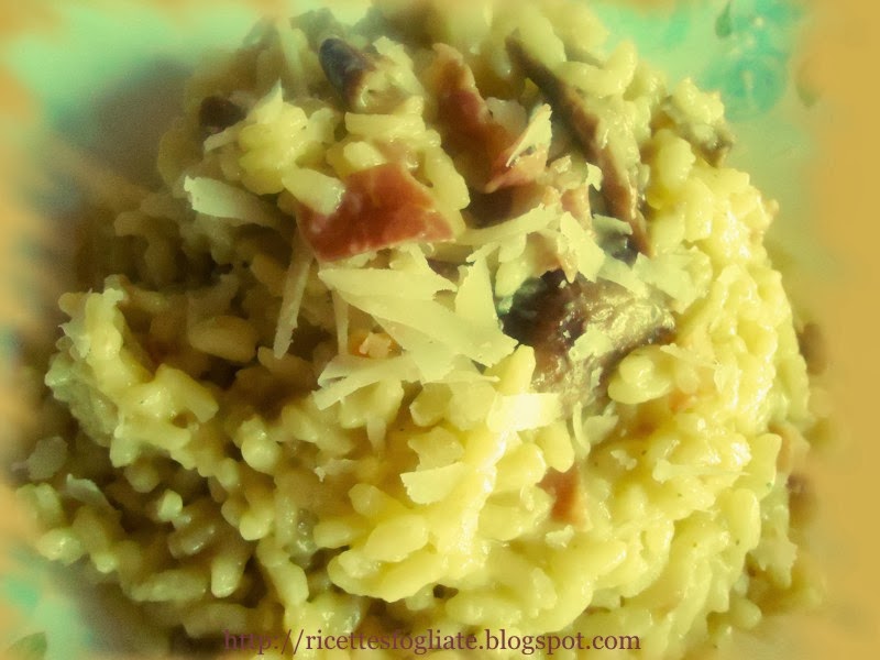 Ricette sfogliate.. RISOTTO AI FUNGHI, SPECK E ZAFFERANO