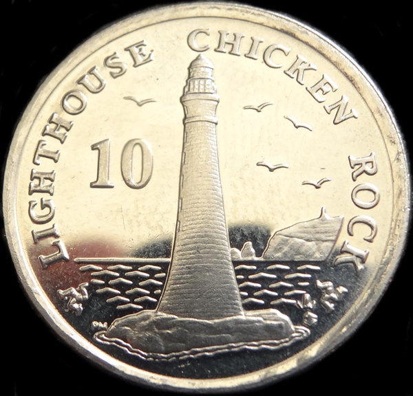 Monedas de México y el Mundo Isla de Man 10 Pence del 2007 (Chicken