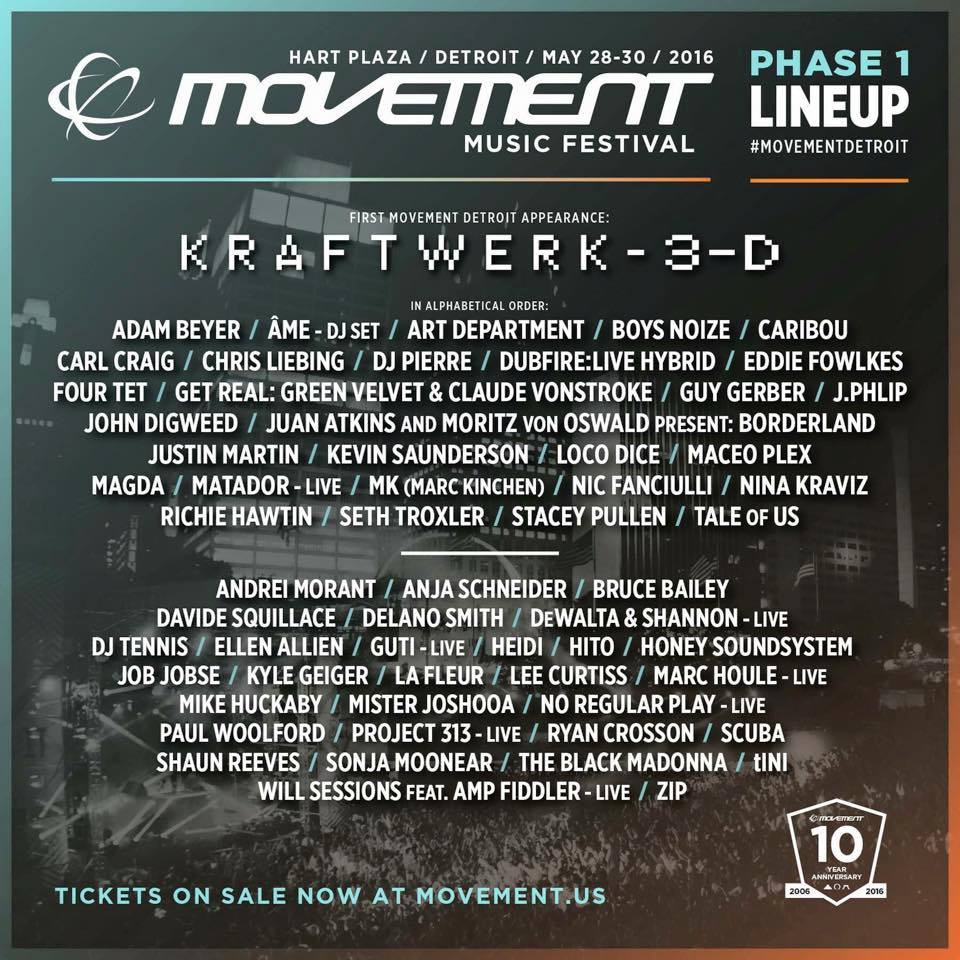 MOTORCITYBLOG MOVEMENT Electronic Music Festival 10 Years in Detroit in 2016