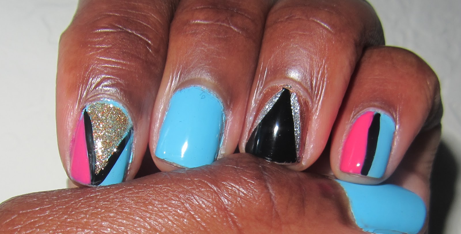 Kikistyles: Nails of the Week: Living Color Inspired Tri-Accent Nails