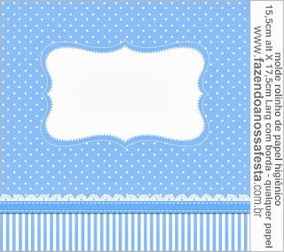 Celeste con Lunares y Rayas Blancas: Etiquetas para Candy Bar de Primera Comunión para Imprimir Gratis.