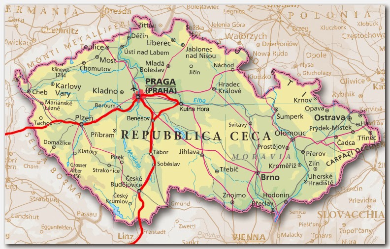 Repubblica Ceca [ Mappa Fisica