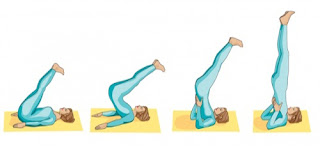 Lie down with palms on the floor, lift your legs up, raise the legs and torso off the floor.