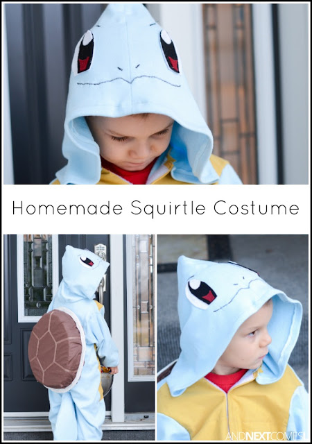 How to make a homemade Squirtle Pokemon Halloween costume for kids from And Next Comes L