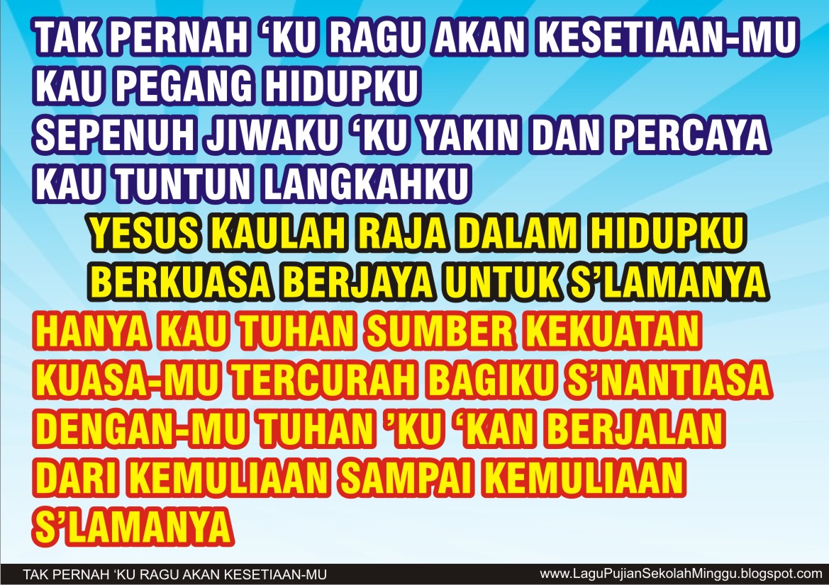 Lirik Lagu Pujian Rohani Kristen Sekolah Minggu Gereja Tuhan Yesus: TAK