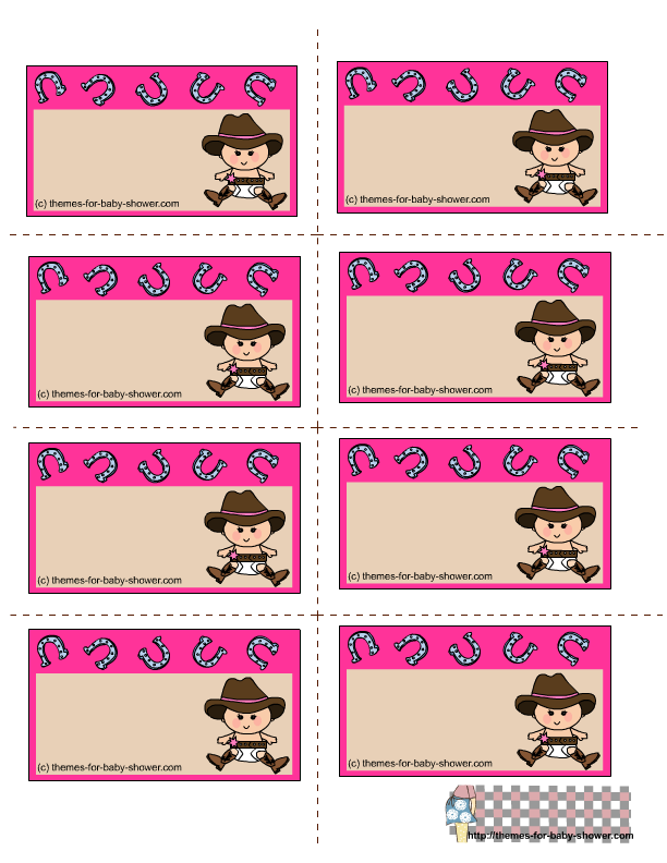 Cowboy in Pink for Baby Shower Free Printable Toppers, Labels or Stickers.