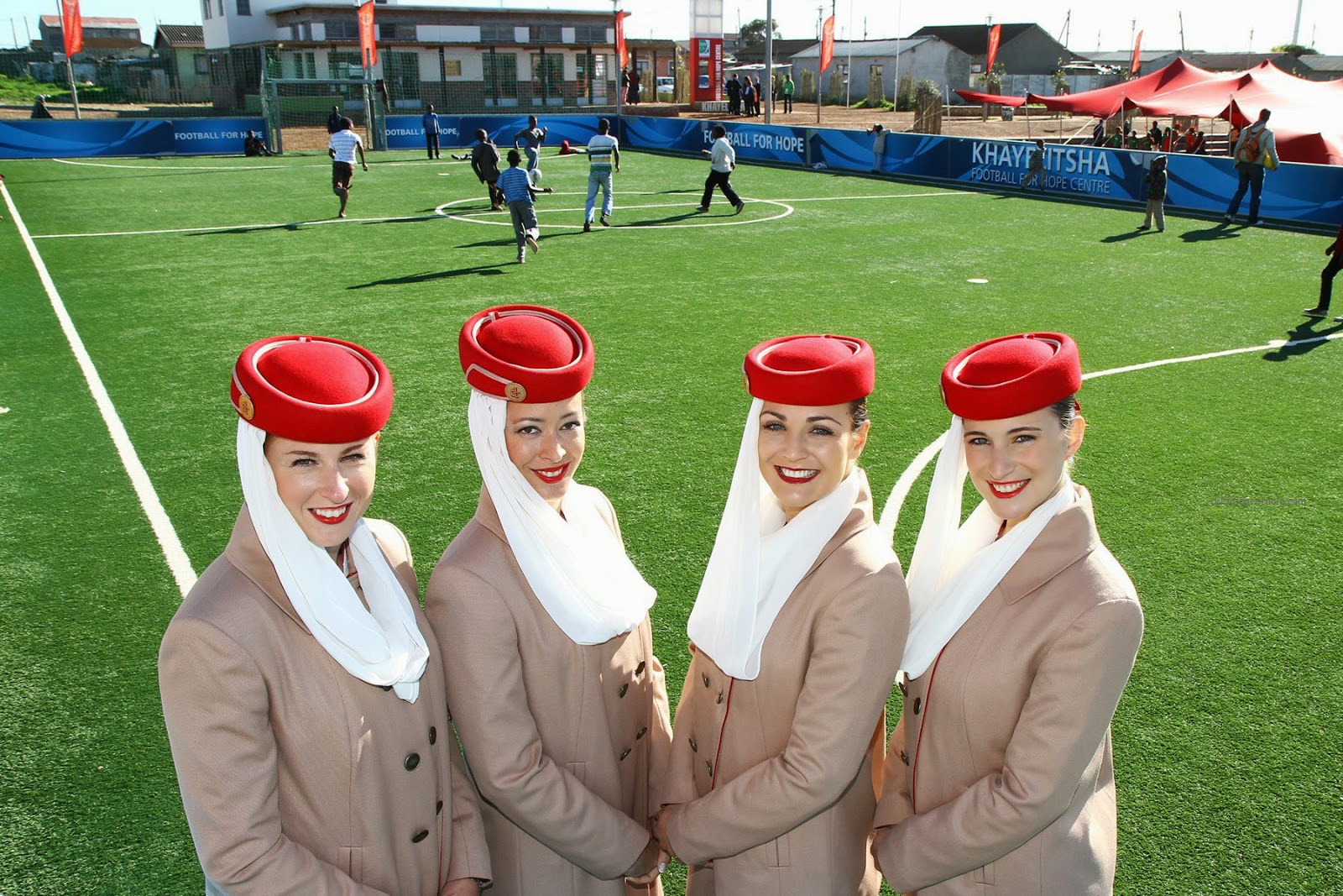 Emirates Airlines participates sport campaign World stewardess Crews