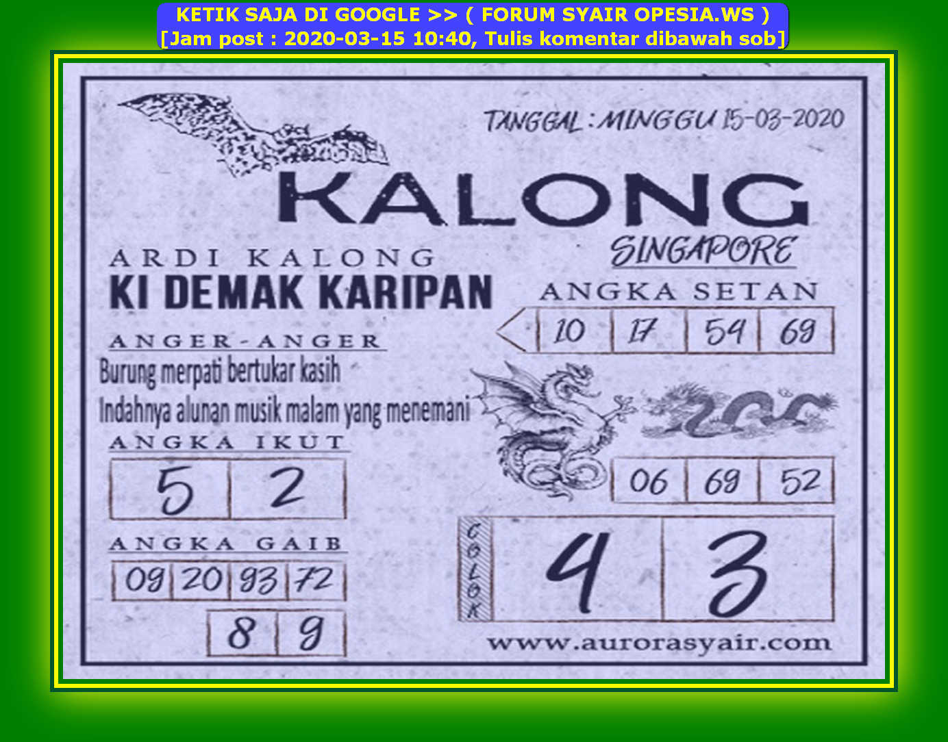 1 New Message Kode Syair Singapore 15 Maret 2020 Forum Syair Togel Hongkong Singapura Sydney