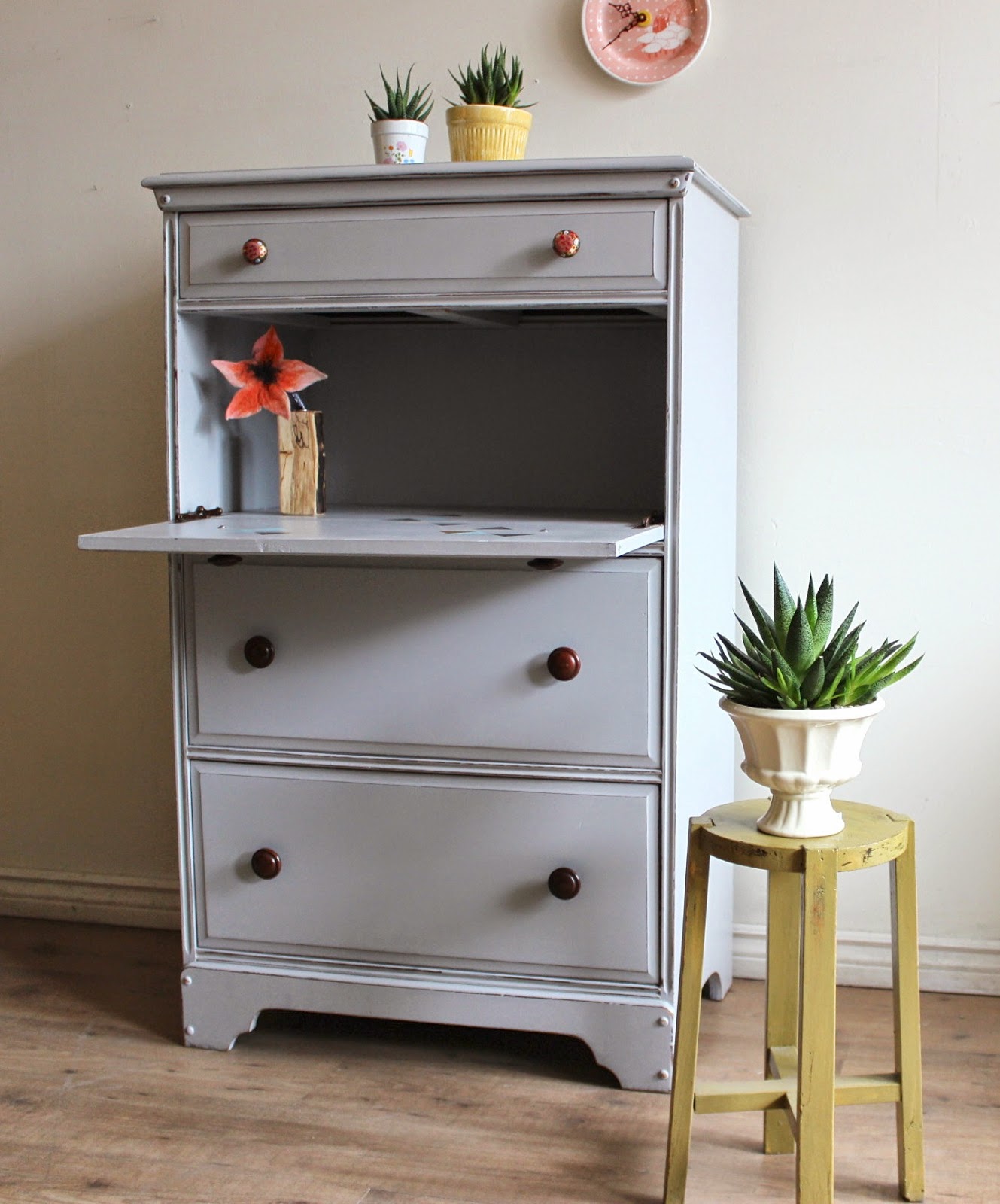 Poppyseed Creative Living Tallboy Dresser/Desk Painted with Chalk Paint