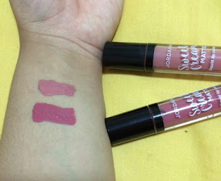 SWATCH JORDANA SWEET CREAM MATTE LIQUID LIP COLOR SHADE CREME BRULEE DAN ROSE MACARON