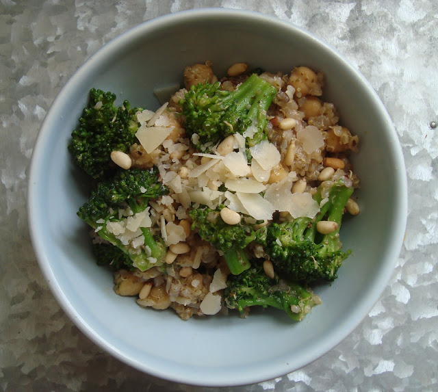 Cooking w Claudine Broccoli, Beans and Pesto Rice with Pine Nuts and