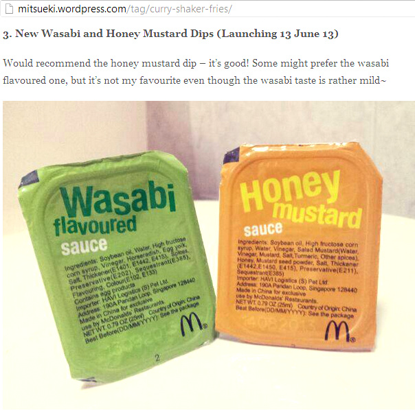 McDonald's Honey Mustard & Wasabi Sauce & New Curry Shaker Fries