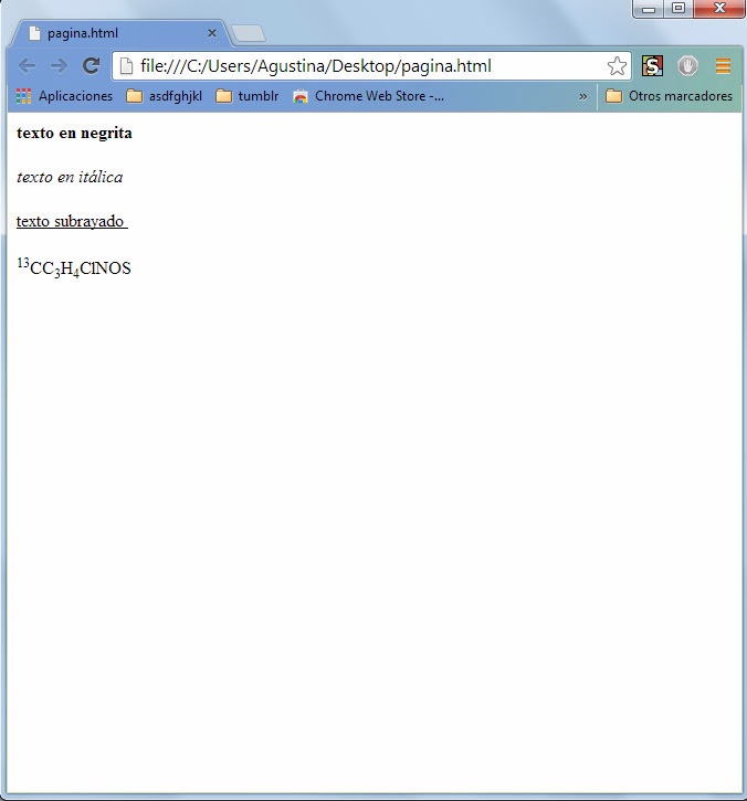 HTML Negrita, Itálica, Subrayado,Subíndice y Supraíndice
