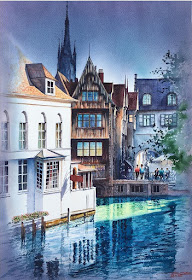 04-Bruges-Belgium-Igor-Dubovoy-Realistic-Urban-Watercolor-Paintings-www-designstack-co