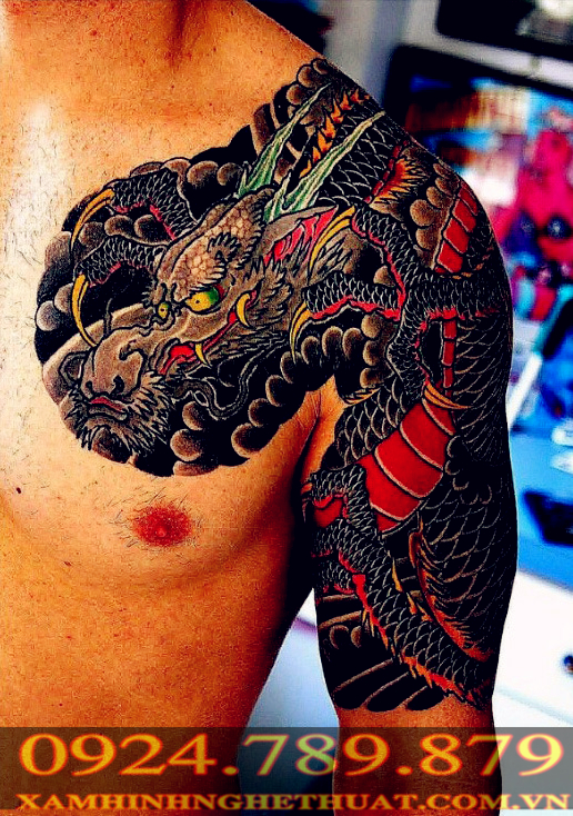 hình xăm một nửa tay cho nam