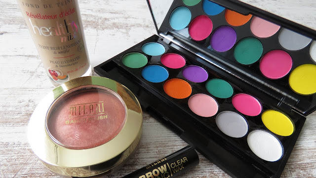 MILANI Baked Blush Luminoso, BOURJOIS Healthy Mix Makeup, SLEEK palette, MILANI Brow Shaping Clear Wax