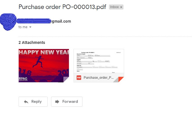 received email with attachments