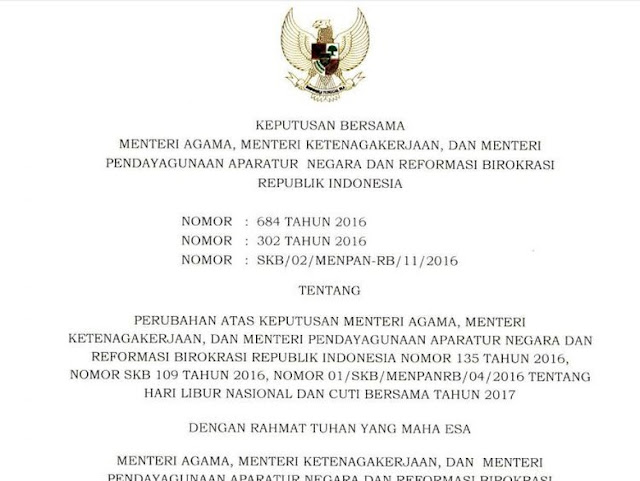 Kabar Gembira, Libur Nasional dan Cuti Bersama 2017 Ditambah, Berikut Rincianya! Kabar Gembira, Libur Nasional dan Cuti Bersama 2017 Ditambah, Berikut Rincianya!
