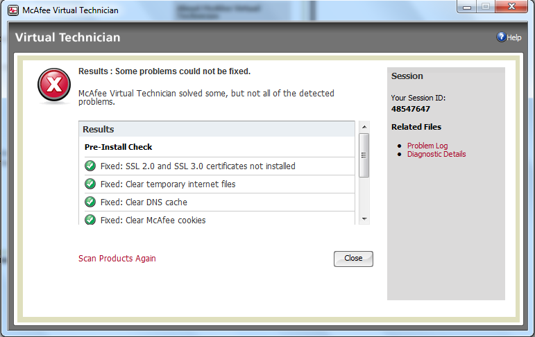 mcafee superdat unable to backup existing file mcafee superdat unable to backup existing file