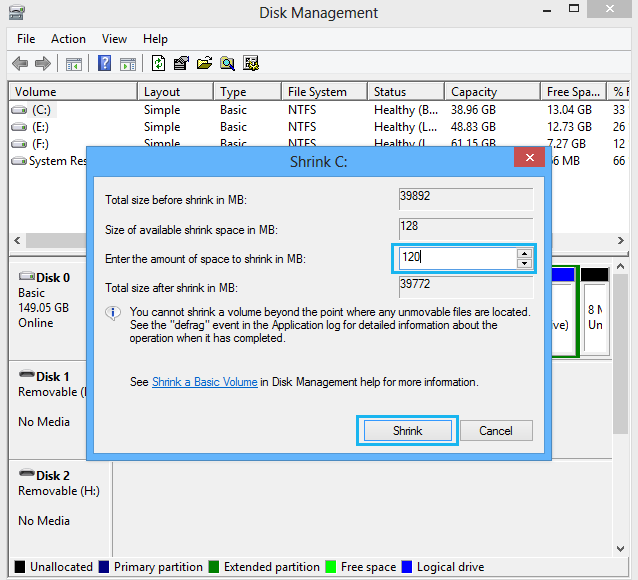How to Resize Partition using Disk Management in Windows