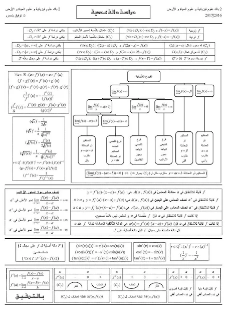 ملخص دراسة دالة عددية + الفروع اللانهائية