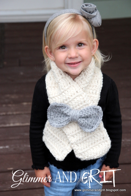 Glimmer And Grit: Easy Beginner Chunky Crochet Bow Toddler Scarf