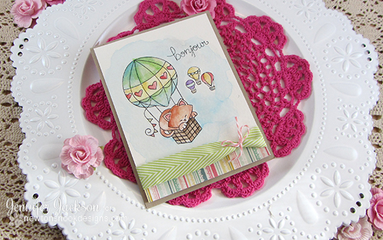 Cat in Hot Air Balloon Card by Jennifer Jackson | Newton Dreams of Paris Stamp by Newton's Nook Designs