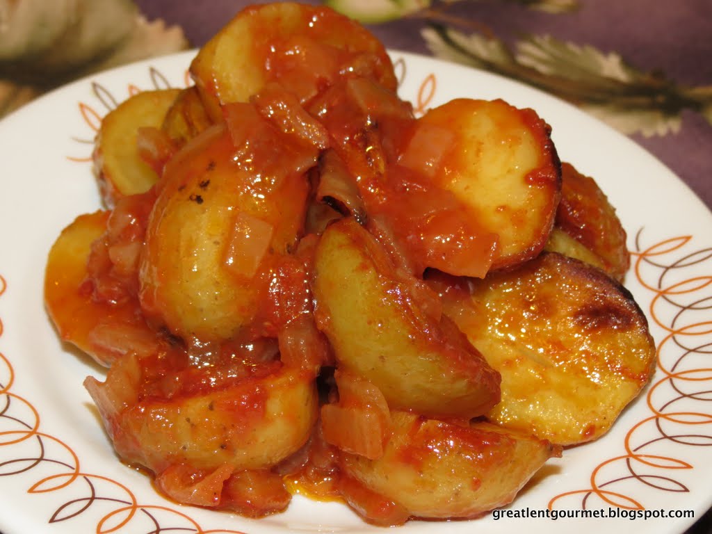 Great Lent Gourmet: Day 20: Savoury Vegan Tomato Potatoes with Onions ...