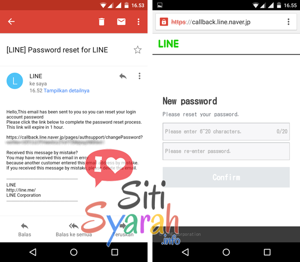 cara reset kata sandi line