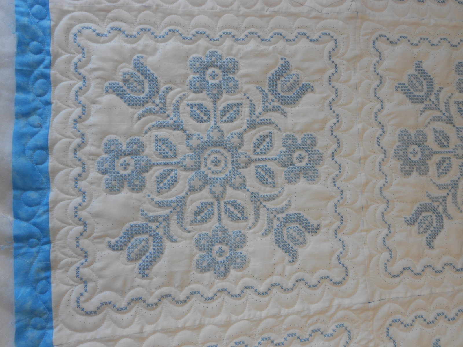Down to sew carols blue embroidered quilt