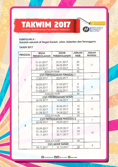 Kalendar 2017 Malaysia Versi Terbaik Cuti-cuti Sekolah & Cuti Am 2017