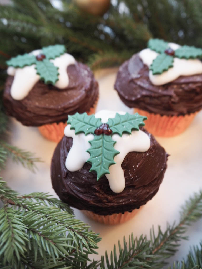 Chocolate Fudge Christmas Pudding Cupcakes