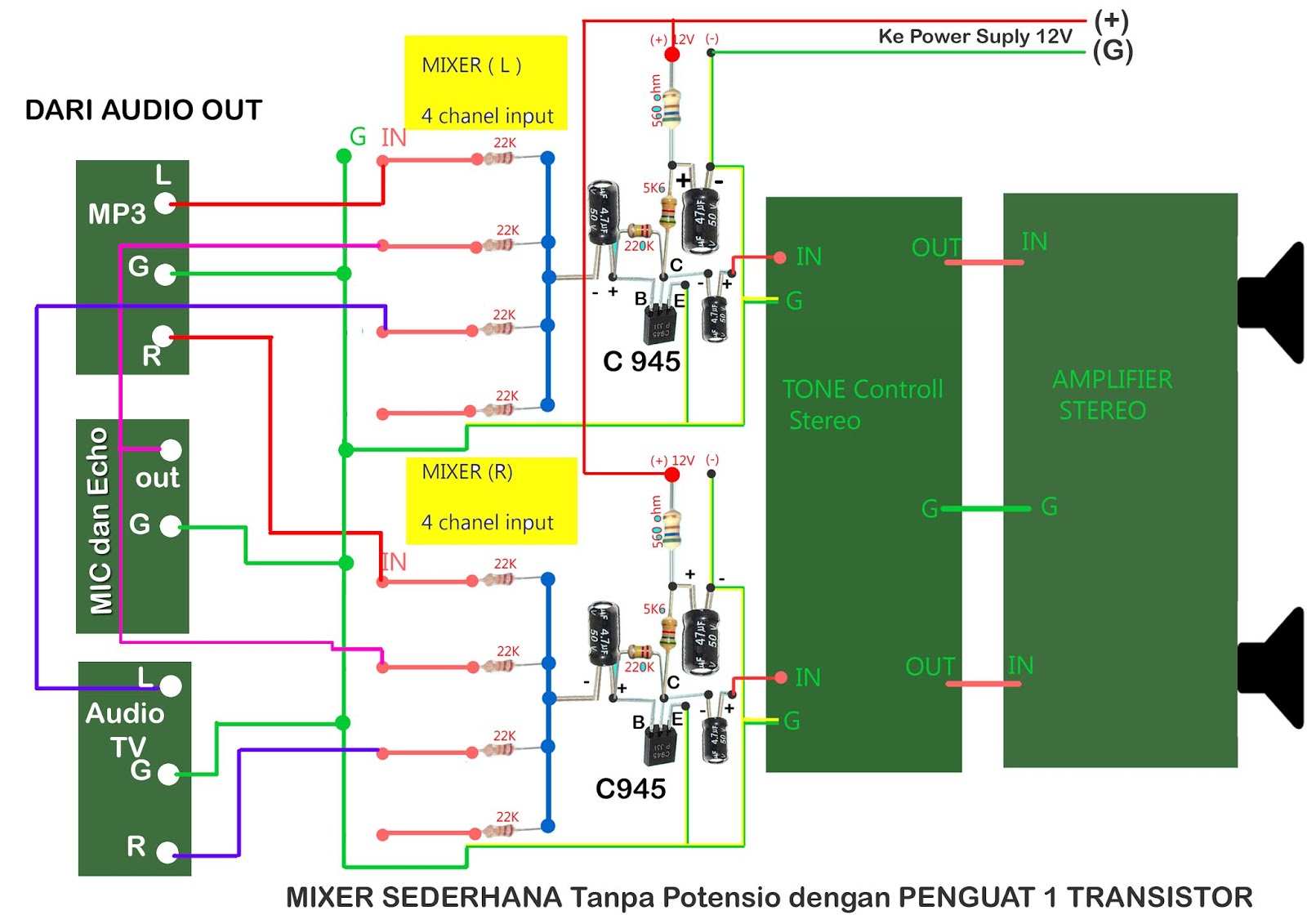 Untuk Pemula (for Beginer) AUDIO MIXER SEDERHANA (SIMPLE AUDIO MIXER)