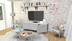 Sims 4 Cozy Blue Living Room Download + CC Creators Links Dinha