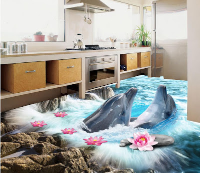 beautiful 3d bathroom floor painting ideas with fish playing within flowers beautiful 3d bathroom floor painting ideas with fish playing within flowers