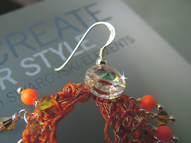 Finished Wire Crochet Earrings topped with Swarovski Buttons