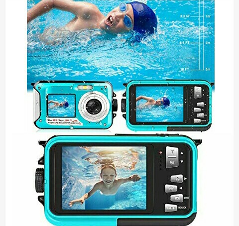 Yisence Waterproof Camera: Full HD 48MP Digital Cam - Underwater Sports Camcorder for Swimming up to 10Feet