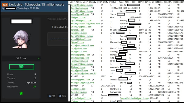 15 Juta Data Pengguna Tokopedia Diinformasikan Bocor, Ini Daftar Email & Password Sebagian Korban 15 Juta Data Pengguna Tokopedia Diinformasikan Bocor, Ini Daftar Email & Password Sebagian Korban