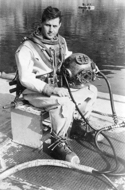 US Navy Mark V Diver In Full Gear During World War II