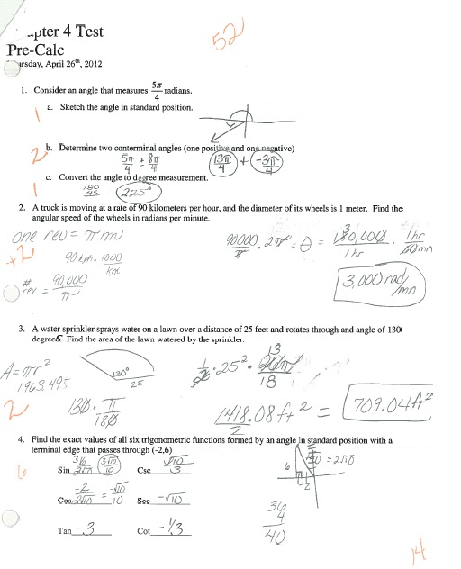 pre calc summer assignment answers