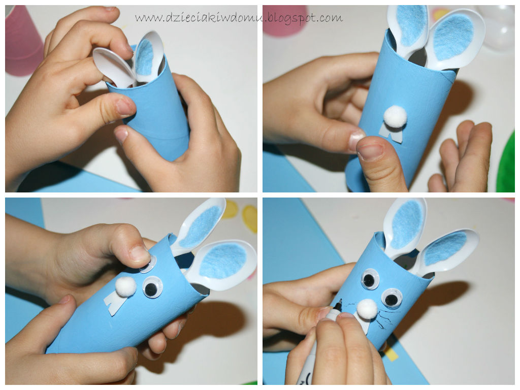 kreatywne zajączki z rolek - wielkanocna praca plastyczna dla dzieci