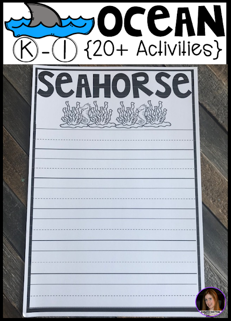 Ocean Activities, Centers and Crafts for kindergarten is the perfect unit for young learners that love learning about animal life. This unit is based around essential question and contains real photos, anchor charts, large and small group as well as independent writing and centers to reinforce concepts and fun hands on craftivities that students will love!