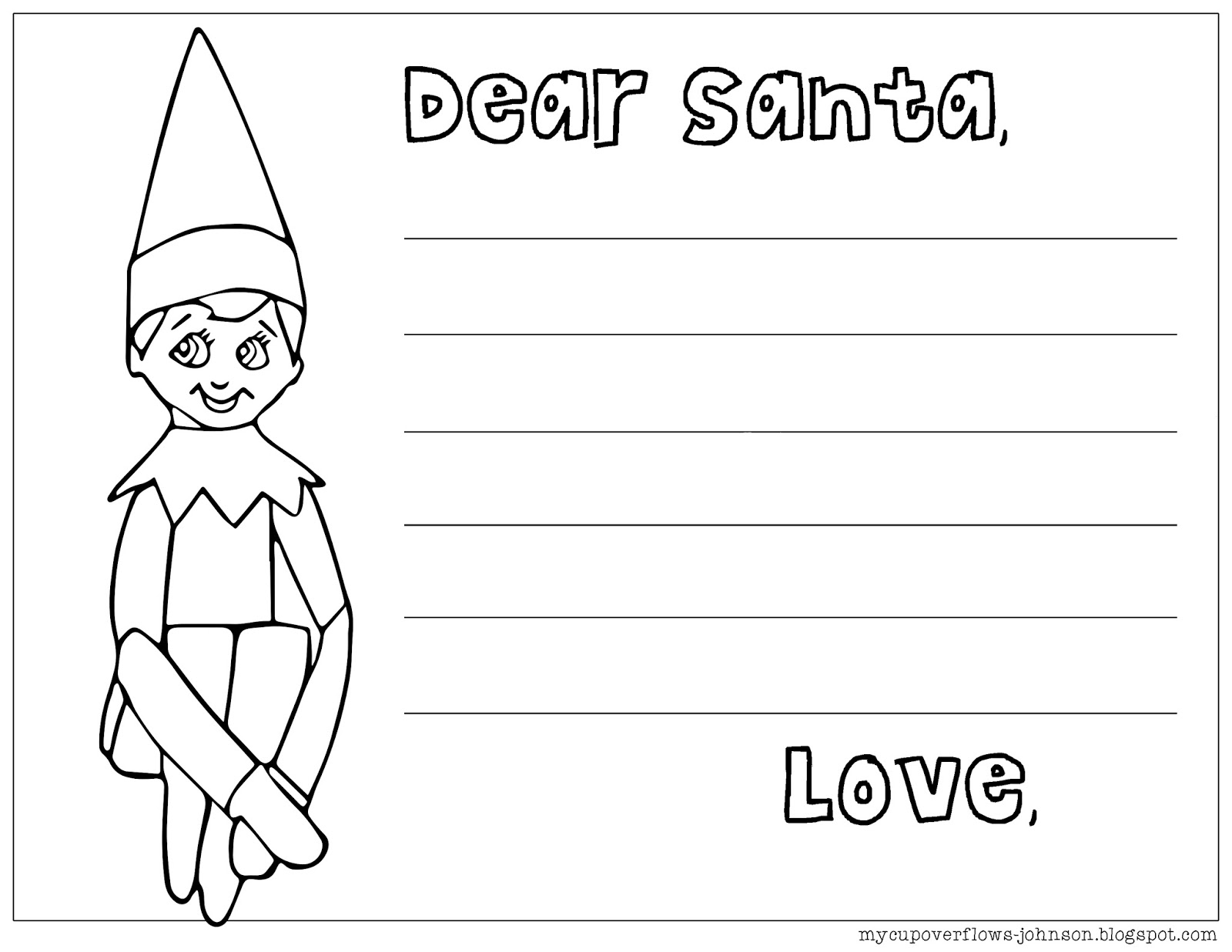 My Cup Overflows Elf on the Shelf Coloring Page