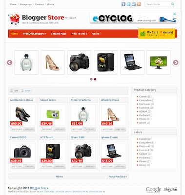 blogger store shopping template
