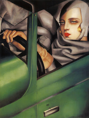 Autoritratto sulla Bugatti verde