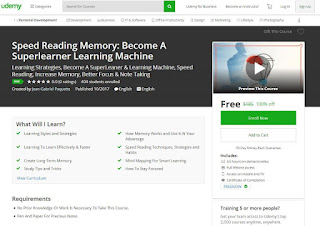 100% OFF FREE - Speed Reading Memory: Become A Superlearner Learning Machine [Udemy]