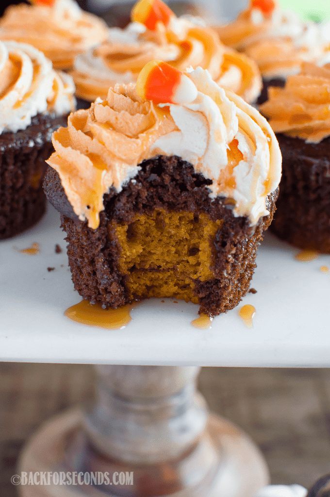 CHOCOLATE PUMPKIN CUPCAKES WITH SALTED CARAMEL BUTTERCREAM - Delicious ...